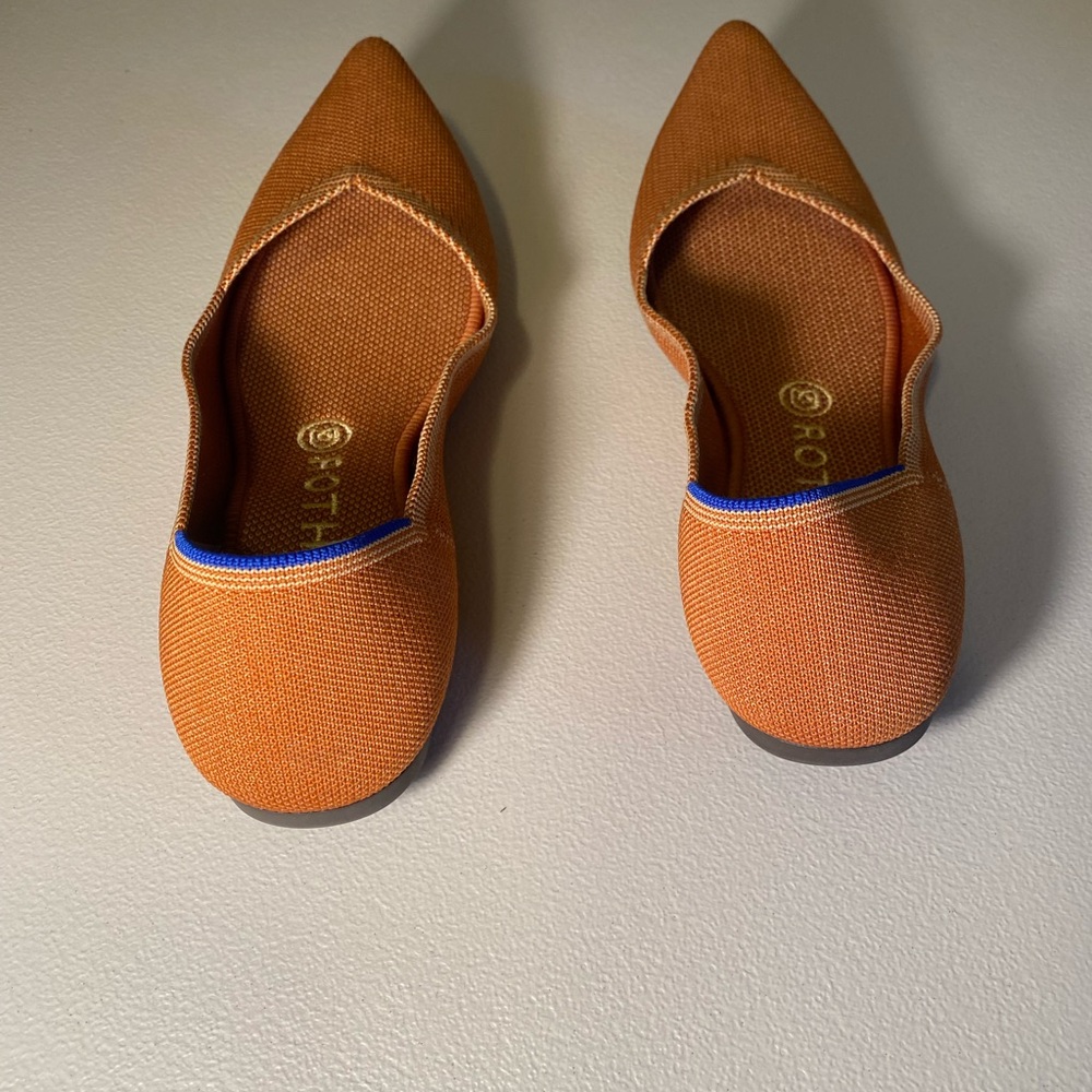 Rothy's Shoes Women 7W The Point Flat Knit Pointed Toe Amber Orange Washable - Picture 3 of 9